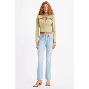 Levi's 501 150 Original Jeans Light Indigo Wash Floral Distressed Patch Straight